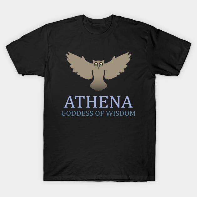 Athena Greek Goddess of War and Wisdom Owl Symbol T-Shirt by AgemaApparel